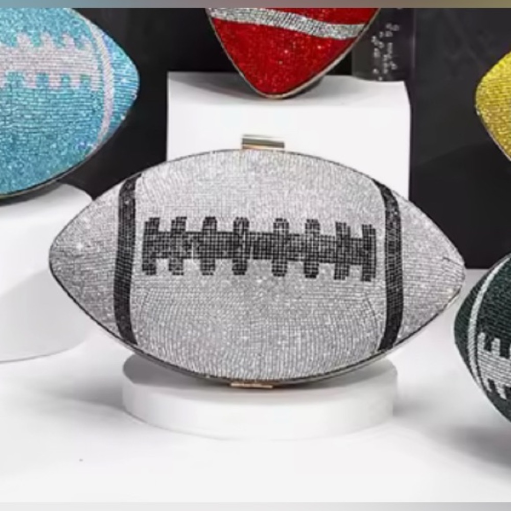 Silver and black rhinestone Football Bag